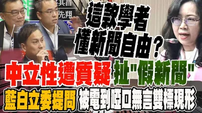 中立性遭質疑 反紅媒學者扯"假新聞" 藍白立委提問 被電到啞口無言雙標現形