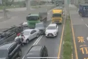 影/台北港奪命畫面直擊！重機夫妻出遊　聯結車「打保齡球」撞死後座妻