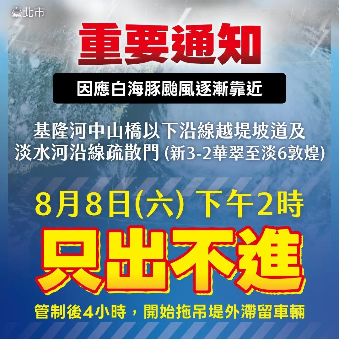 快移車!北市下午2時水門管制 「3區」紅黃線開放臨停