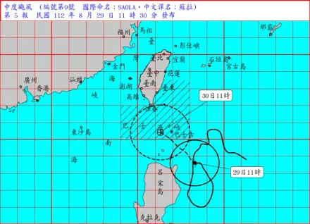 快訊／蘇拉颱風路徑再南修！　氣象局延後發布陸警：17:30機率大