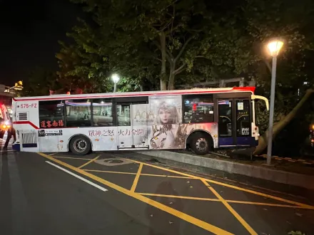 快訊/松山機場驚傳公車自撞安全島車禍！4乘客傷1路樹半倒