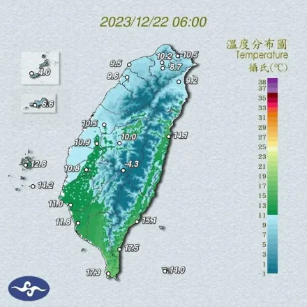 冷色系延伸到台南！　鄭明典貼一圖示警「寒流還沒結束」：南部今晚恐更低溫