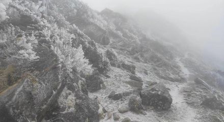 影/美呆了！嘉明湖也下雪　-6°C霧淞結晶覆蓋滿山頭