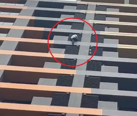 影/玩命片！桃園男擁搶彈遭警攻堅「開窗爬樓逃逸」　16樓狂爬到11樓仍被捕