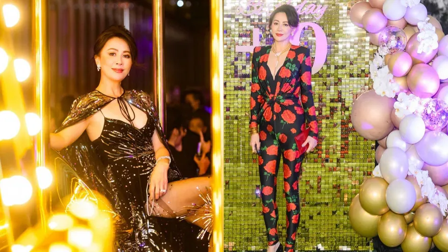 劉嘉玲57歲生日狀態大勇　穿超Deep V連身褲騷零贅肉完美身段