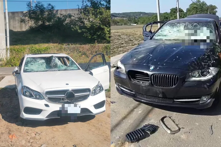 【影】疑土方爭奪釀大亂鬥！苗栗銅鑼8車遭砸爛　4人送醫