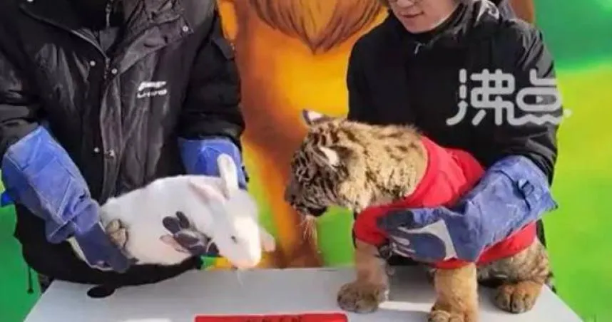 影/陸動物園迎新年拍「虎兔交接」影片　下秒畫風一變老虎撲咬兔子網嚇傻