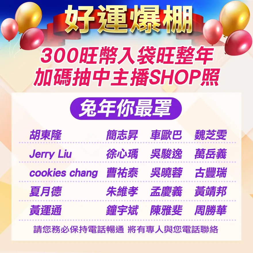 YouTube「中天電視」頻道突破300萬訂閱大關　「拿旺幣，旺整年」活動得獎名單