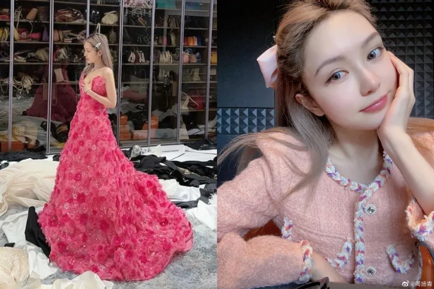 周揚青奢華更衣室曝光！超巨大「精品包包牆」直達天花板　網看呆：公主的生活