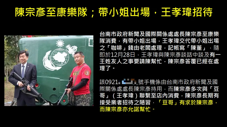 陳宗彥call酒店召妓用「台南震災聯繫窗口」公務手機！徐巧芯打通了