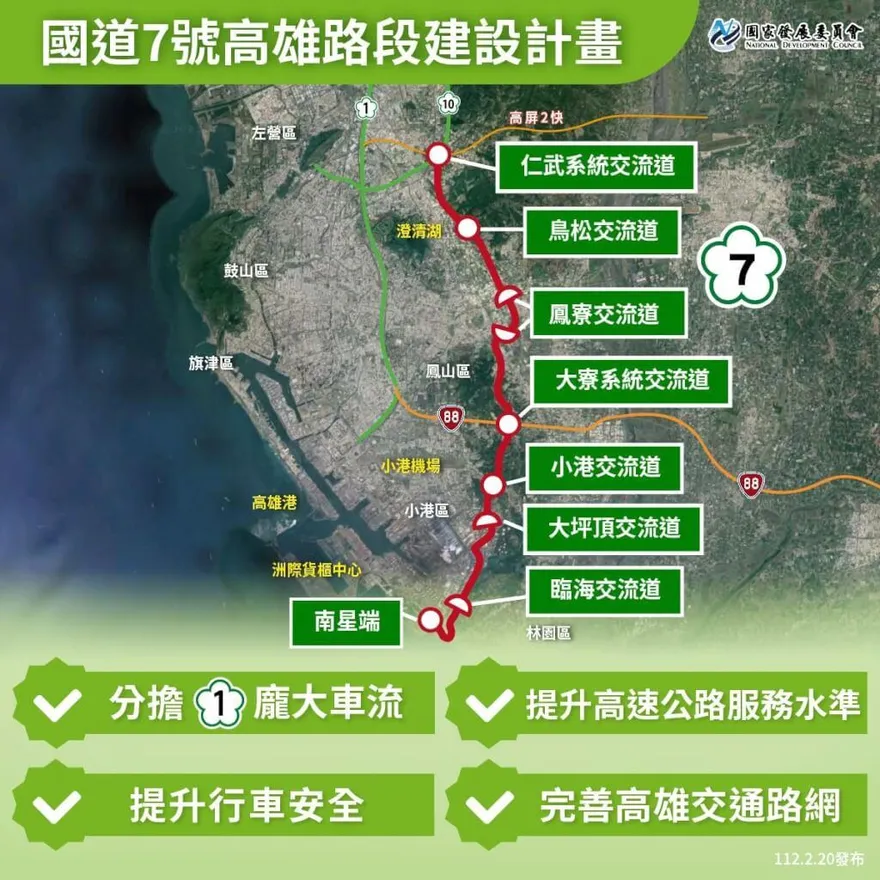 國道7號高雄段計畫通過　2025年動工　2030年全線完工