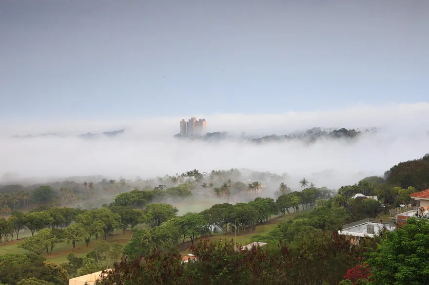 影/夢幻仙境！仁義潭大樓雲霧繚繞如海市蜃樓　網驚呆：太美了