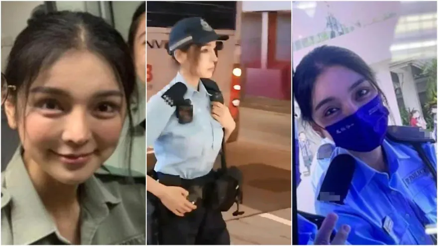影/最美女港警！「大眼正妹」值勤片瘋傳　揭真實身分「模特兒」網友：戀愛了