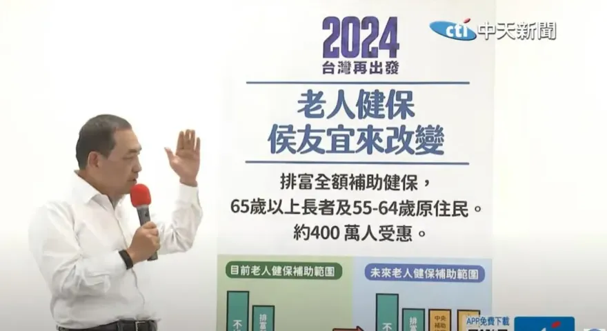 侯友宜推「65歲以上排富老人健保免費」人民有感？民調數據近67%支持