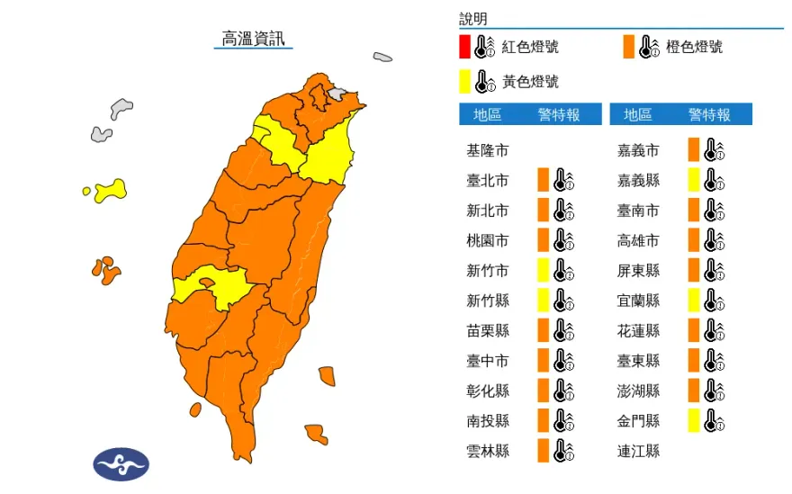 快訊/台灣1圖嚇死！「20縣市」高溫發燙　屏東內埔飆38.4度