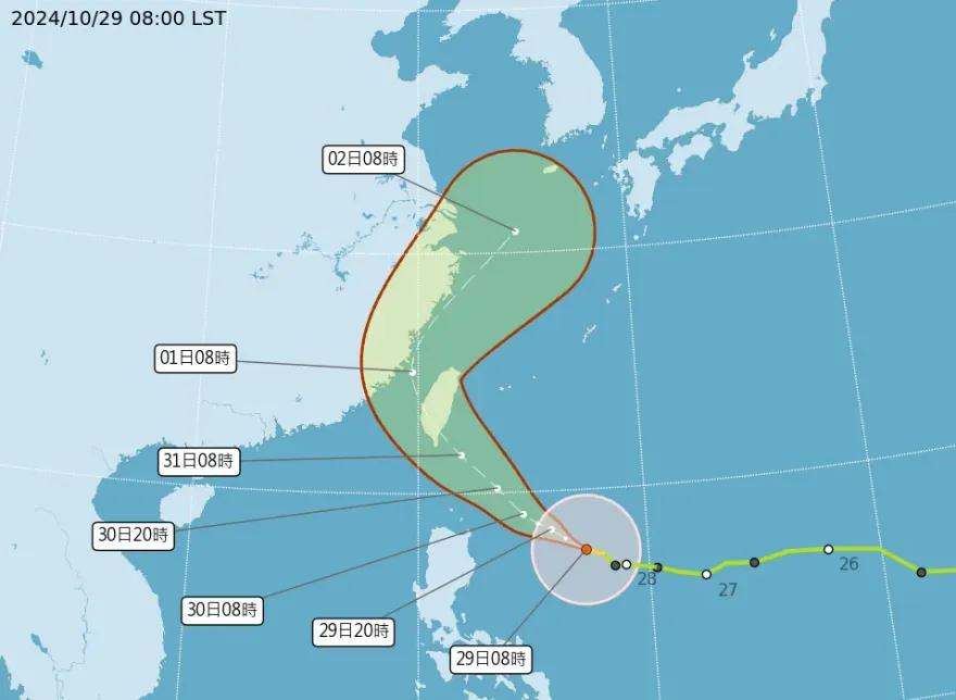 中颱康芮逼台茁壯中！暴風圈擴大至300公里　最快今17:30發海警