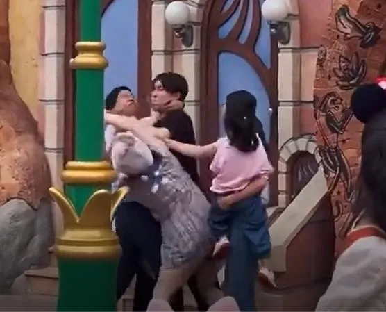 影/上海迪士尼驚爆全武行！情侶檔與一家三口扭打　遊客看傻