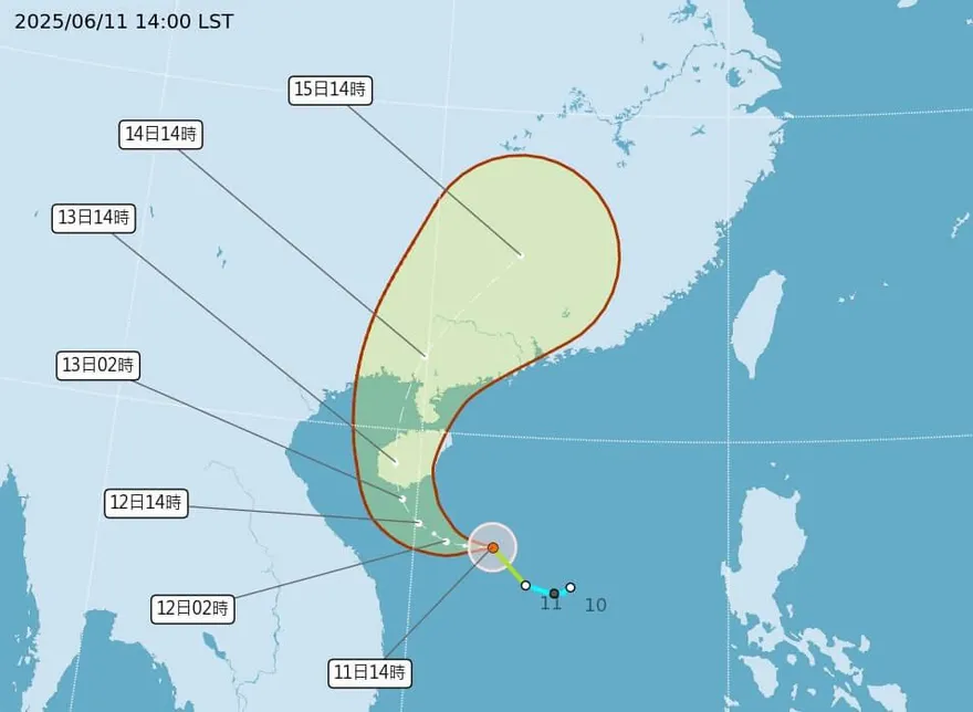 今年第1號颱風蝴蝶最新路徑曝光　預計13日登陸海南島