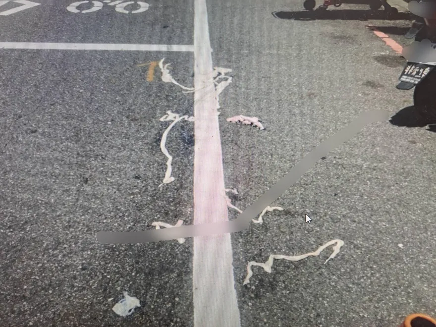 影/腸阱路！台南女騎士輾「豬大腸」摔車　警急尋「掉腸者」