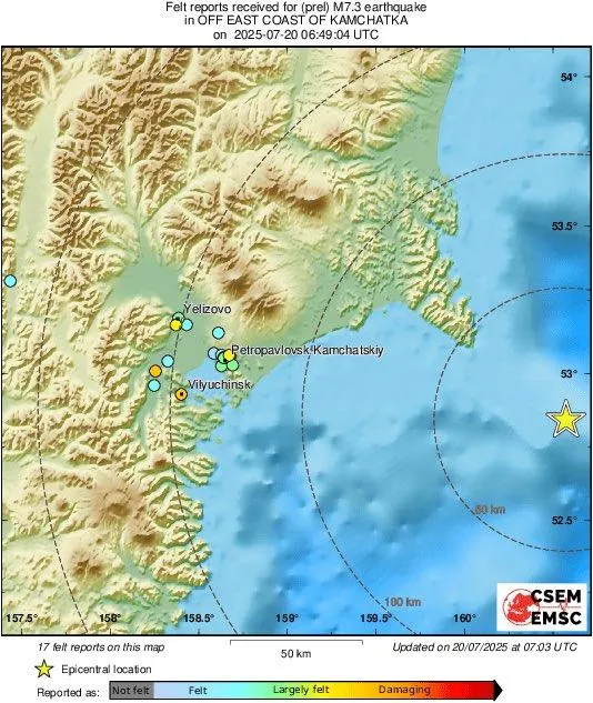 再震！俄羅斯堪察加半島又現規模7.4地震　已發布海嘯預警