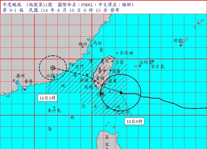 中颱楊柳達「巔峰姿態」！清晨6點暴風圈已觸陸