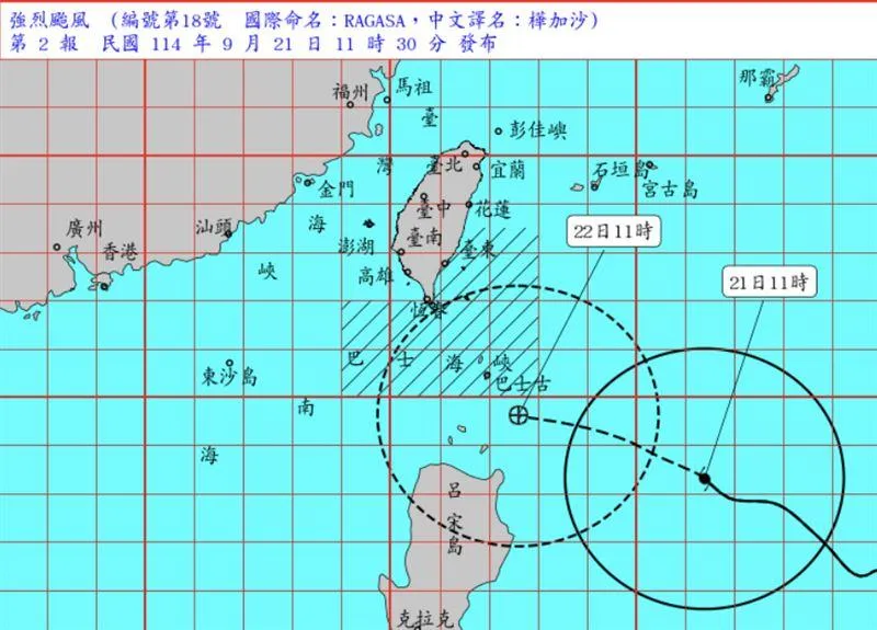 樺加沙持續變胖中！　7縣市9/22放颱風假機率最高