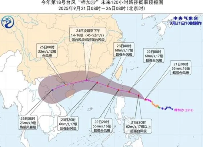 強颱樺加沙逼近台灣！陸媒料24日「直撲廣東」　恐挾強風暴雨