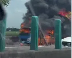 影/狀況危急！嘉義82快速道路「貨車整輛陷火海」傷亡不明