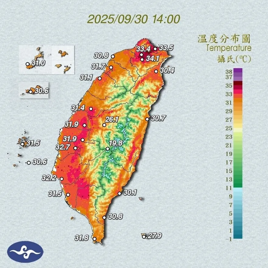 台北內湖午後飆38.5度！　大台北、台中屏東亮燈示警