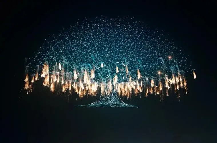 影/煙花與1.6萬無人機創視覺奇蹟　陸「花炮之鄉」寫2世界紀錄