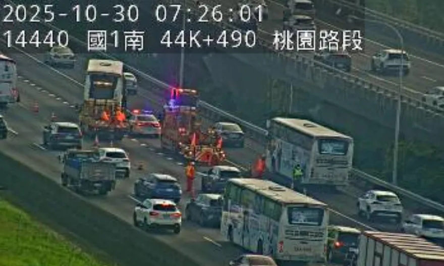 上班注意！國道1號北向車輛故障回堵9公里　仍在排除中