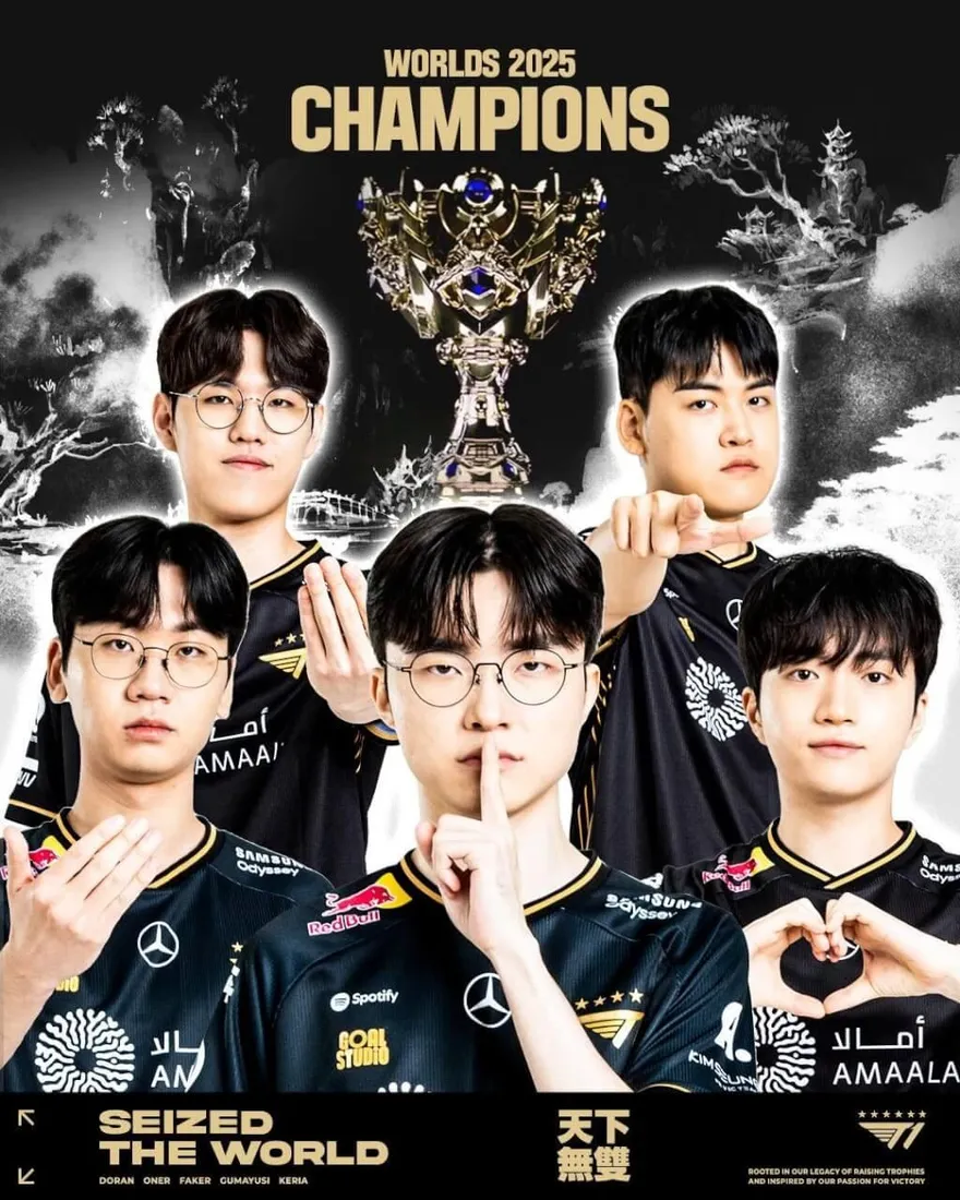 Faker第六冠到手！《英雄聯盟》T1逆轉奪冠締造史無前例三連霸