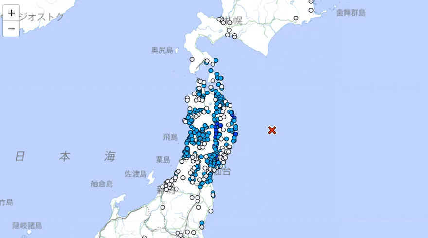 1分鐘連2震！日本東北外海又搖了　規模6.2最大震度3