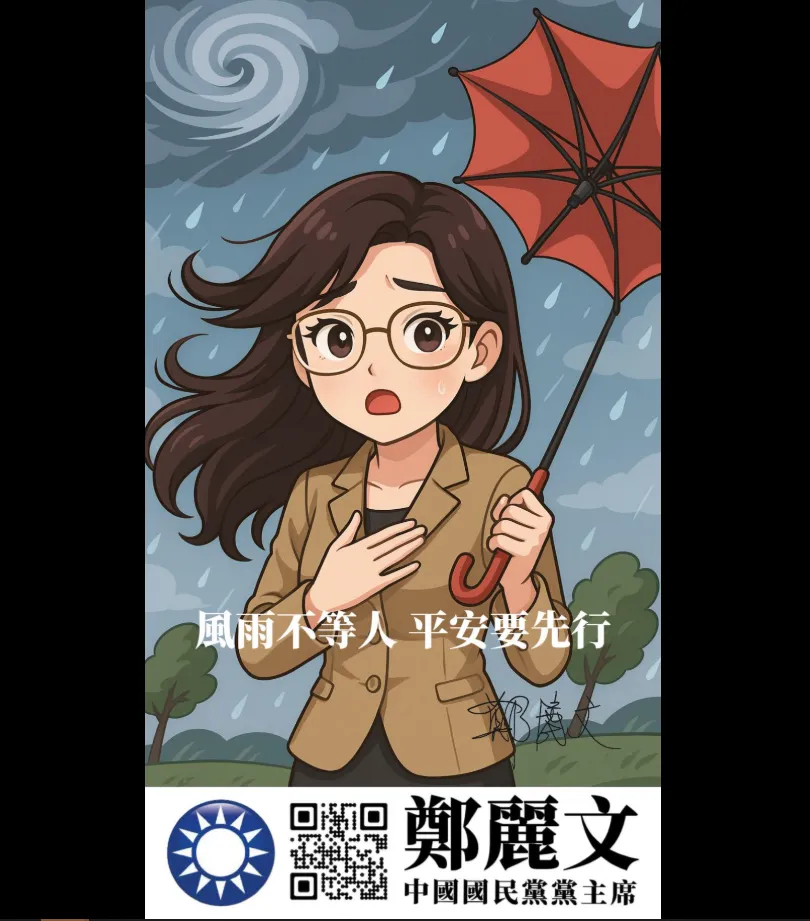 Q版鄭麗文！AI圖提醒民眾防鳳凰颱風　網灌爆狂讚：風雨生信心