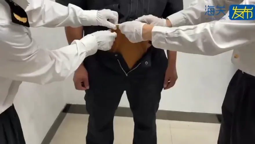 影/活跳跳「螈科動物」藏褲襠　4走私客行色匆匆遭陸海關抓包