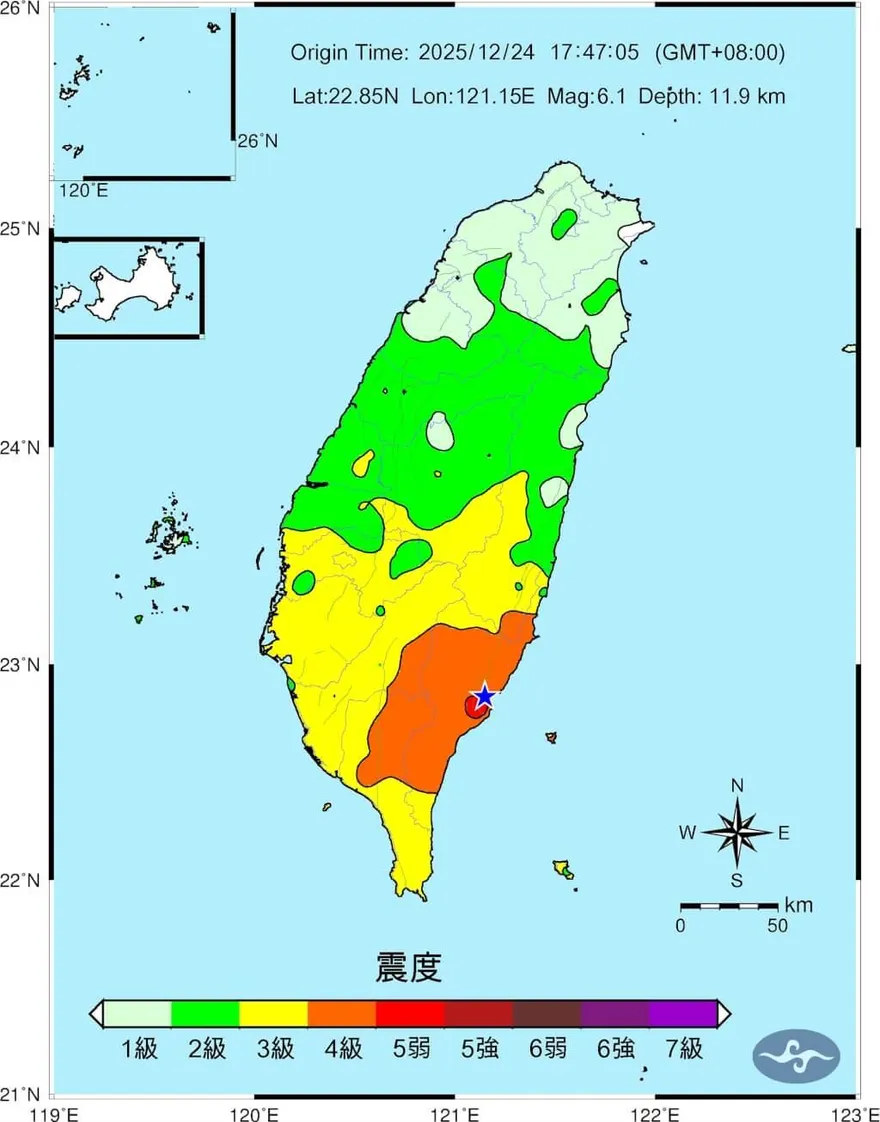 台東卑南6.1強震！氣象署：一週內防規模5以上餘震