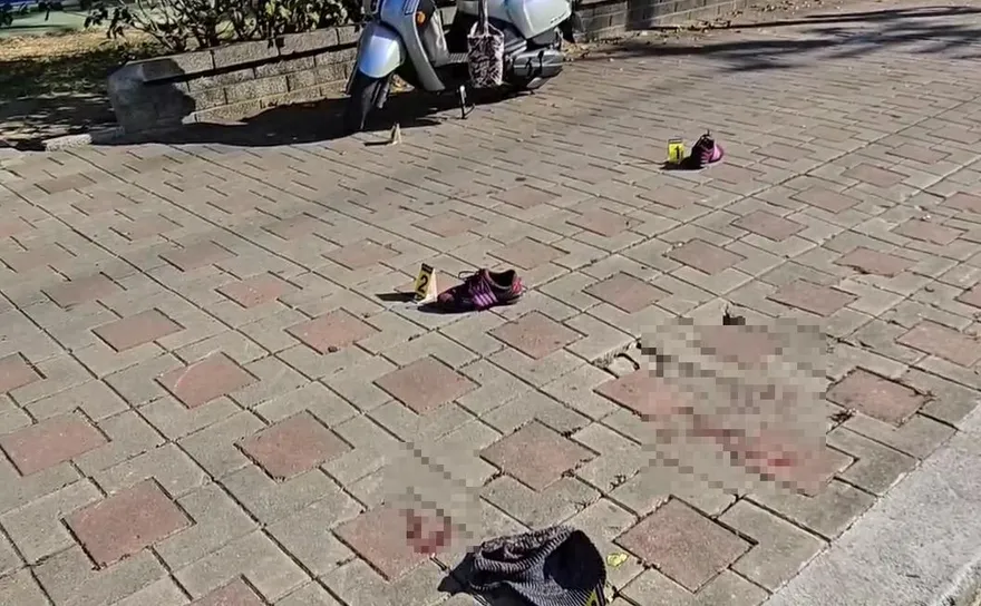 台中街頭濺血！婦人頸部遭砍10公分　現場血跡斑斑