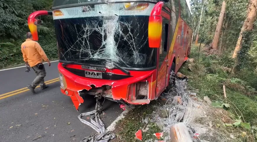 影/南投遊覽車往杉林溪「自撞電線桿」　駕駛竟離奇失蹤