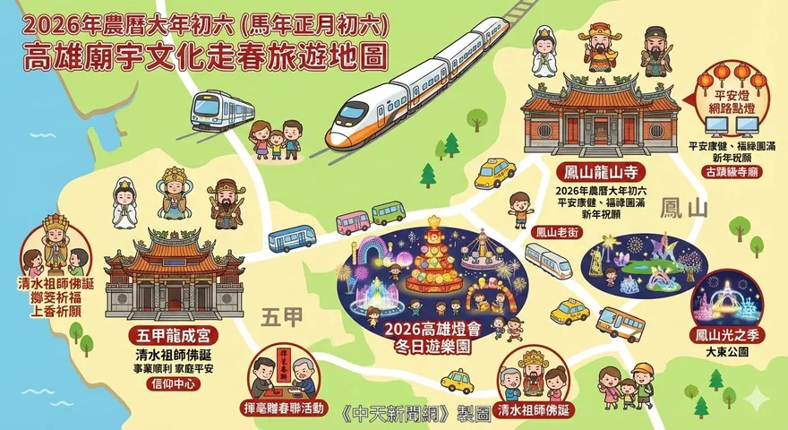 抓住新春假期尾巴！高雄年初六走春熱「古蹟級大廟」祈願好運