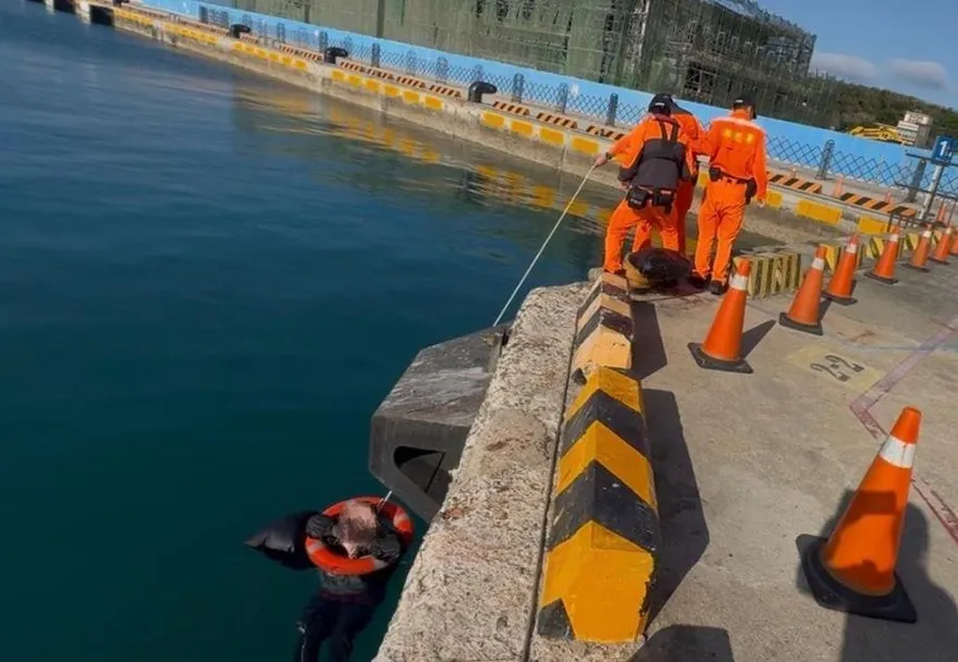 影/澎湖馬公商港男子不慎落海　岸巡丟救生圈即刻救援