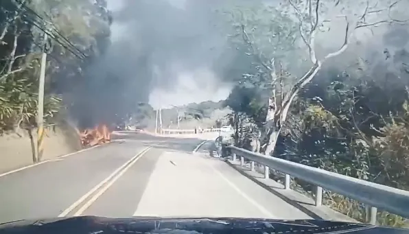 閃小動物出大事！　苗栗71歲男自撞「整台車燒毀」