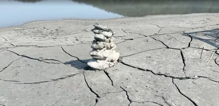 全台12水庫蓄水量跌破40%　「希臘神殿、九蛙疊像」現身