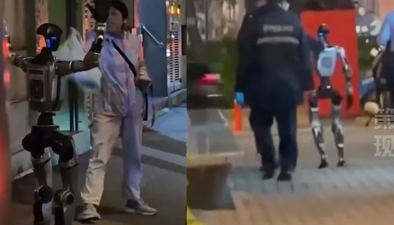 影/澳門街頭現離奇「人機糾紛」　婦被人形機器人嚇到不適送醫