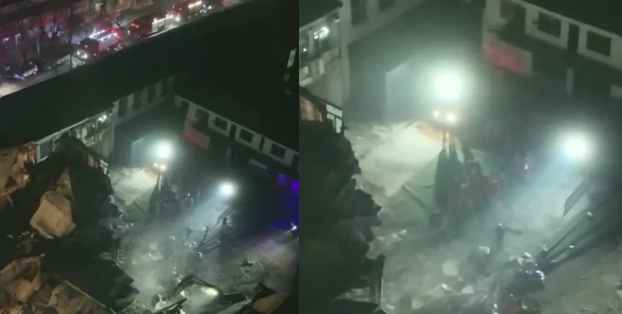 影/凌晨傳轟巨響！黑龍江樓房坍塌內有火鍋店　9人受困慘況曝