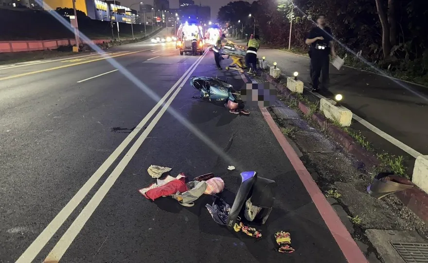 新北重新堤外道機車自摔追撞　姐妹雙載1人傷重不治