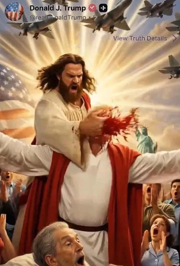 影/川普被耶穌爆頭打入地獄！伊朗發布AI嘲諷影片：清算時刻已到