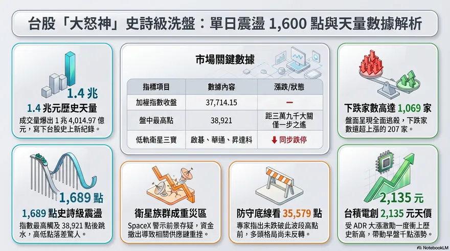 台股1.4兆天量洗盤！重災區、防守底線、台積電走勢一圖看