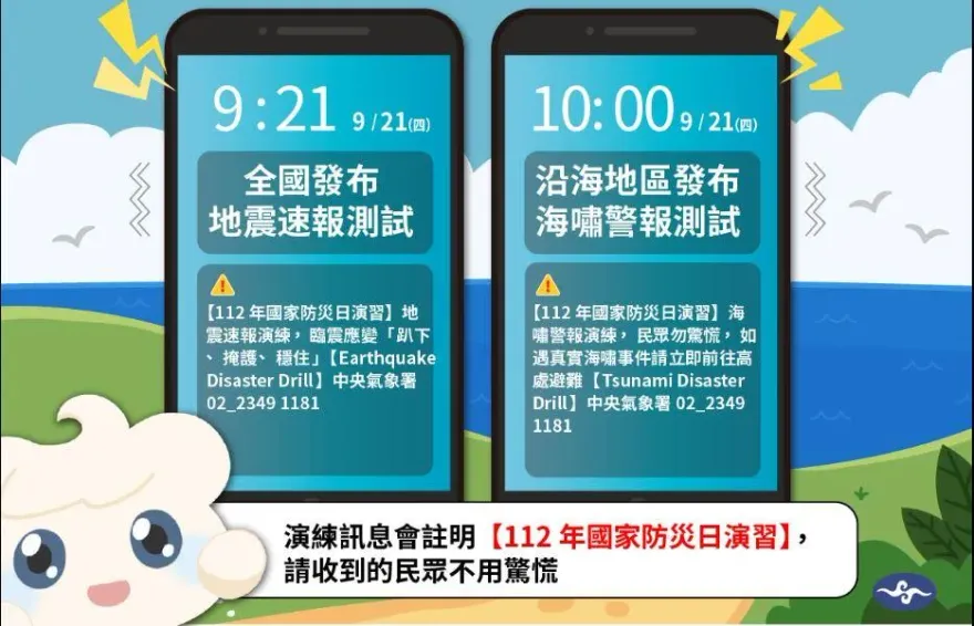 手機大響免驚！今921國家防災日　9:21、10:00將「連收2通警報」
