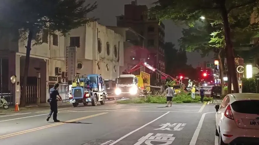 小犬颱風/晚間強風吹倒台南路樹！警封街由相關單位切割移除