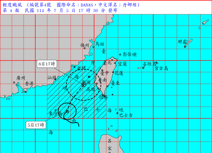 丹娜絲颱風逼近！氣象署估20:30發陸上颱風警報　12縣市甩雨